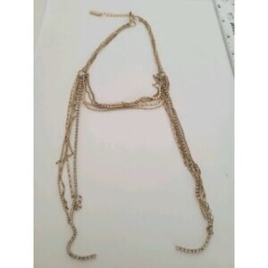 KUMIKYOKU Multi Stain Chain Necklace Choker 13+2" Gold Tone Righstones Waterfall